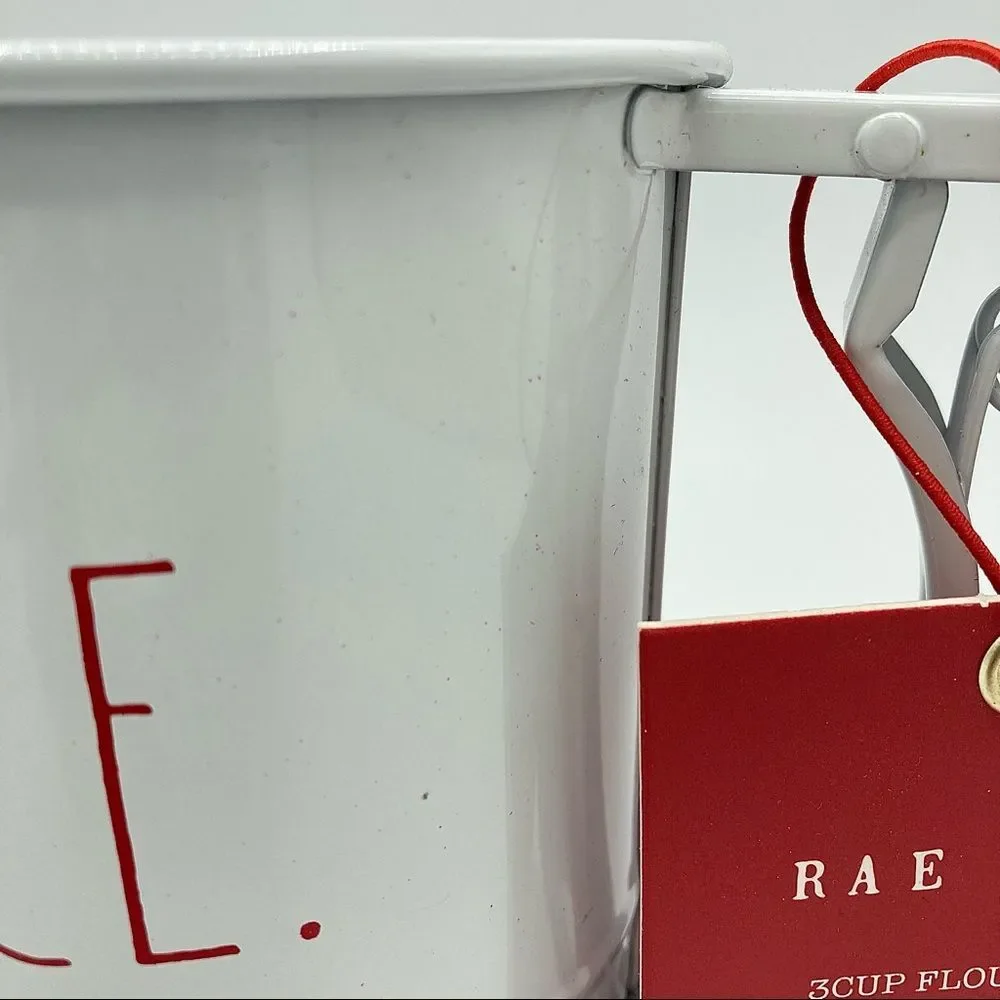Rae Dunn Nice 3 Cup Flour Sifter White Red Christmas NWT New